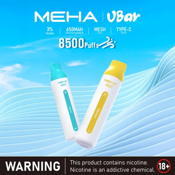 2d4b8760841be472769eae0cb0c858b8.webp MEHA VBar 魅嗨小白條8500口拋棄式電子煙 長效容量設計 輕巧條形外觀 日常攜帶使用推薦 台灣現貨