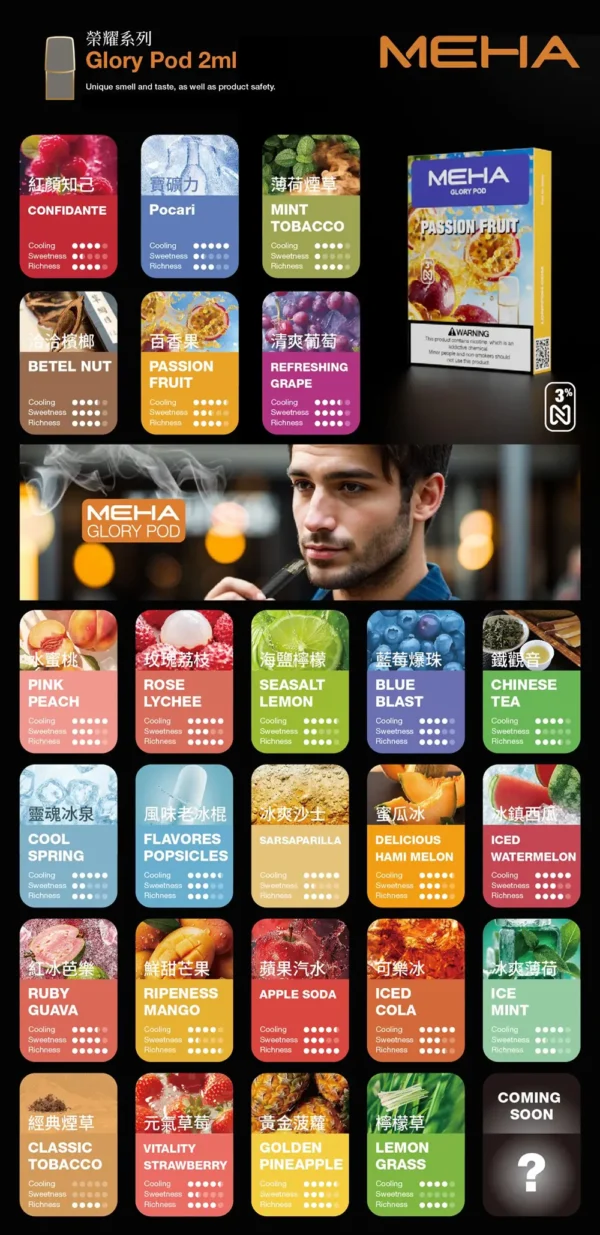 5325a4f9d94ef6d80fb479ce21f9c513.webp MEHA 魅嗨一代通用煙彈 電子煙替換煙彈 相容一代主機使用設計 日常換彈補充推薦 台灣現貨