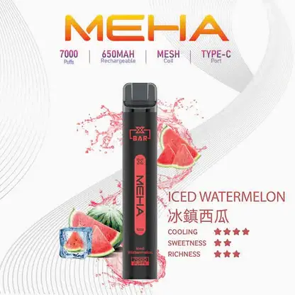 MEHA-XBAR-拋棄式-7000口小黑條-2.webp MEHA XBAR 魅嗨小黑條7000口拋棄式電子煙 長效容量設計 個性條形外觀 日常攜帶使用推薦 台灣現貨