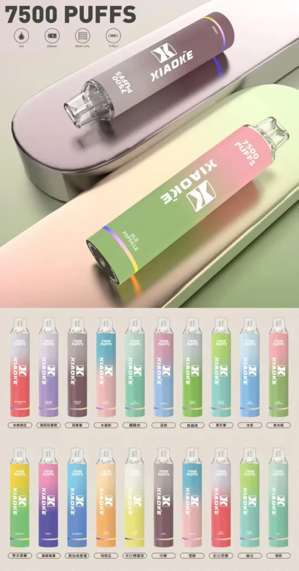 b98cd95cd72e812d1bba90264fbb7ec3.webp XIAOKE 梟客7500口拋棄式電子煙 長效容量設計 一次性電子煙方便使用 日常攜帶推薦 台灣現貨