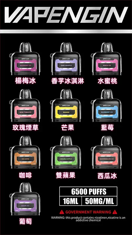 VAPENGIN JUPITER 木星6500口拋棄式電子煙 長效容量設計 一次性電子煙方便使用 日常攜帶推薦 台灣現貨